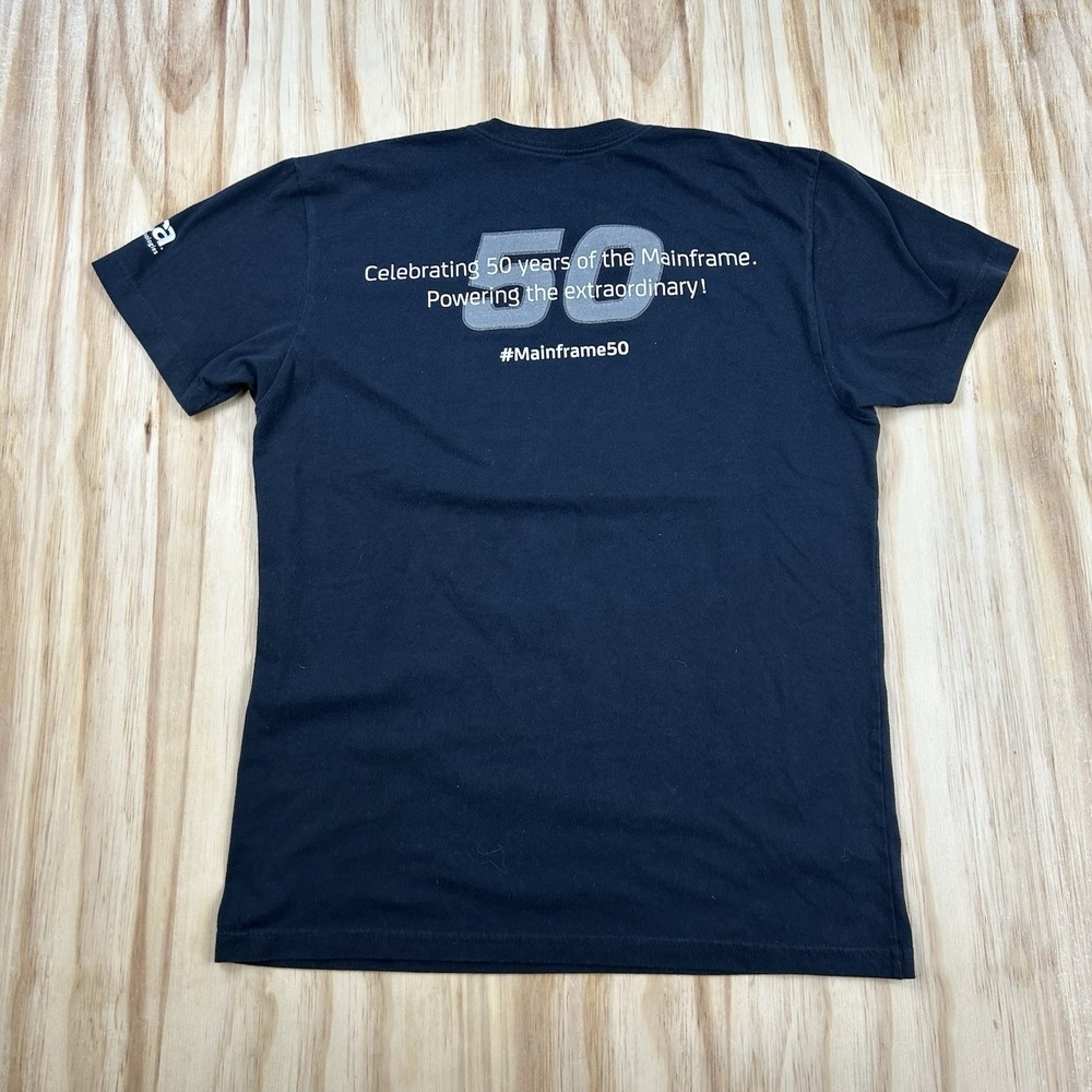 Tech T Shirt 50 Years of Powering the Mainframe Black Short Sleeve Medium Fitted